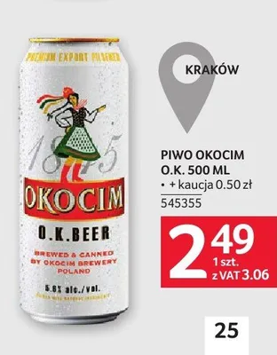 Piwo Okocim 0,5l 500 ml promocja w Selgros