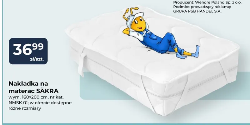 Nakładka na materac Säkra 160x200 cm Wendre promocja w PSB Mrówka