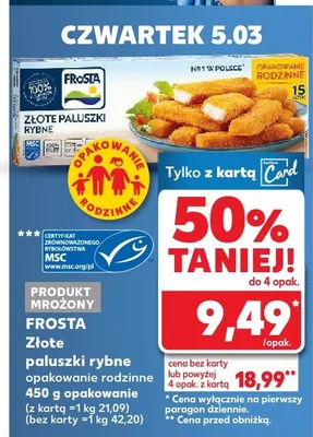 Złote paluszki rybne opakowanie rodzinne promocja w Kaufland