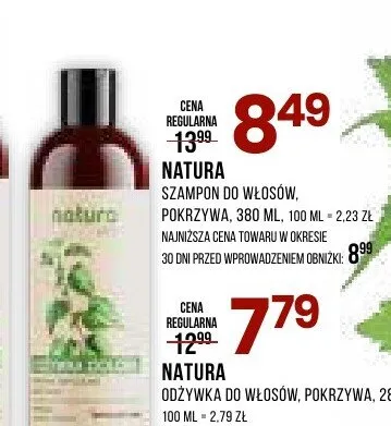 Szampon do włosów pokrzywa Natura promocja w Drogerie Natura