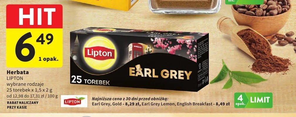 Herbata Lipton Earl Grey Lemon promocja w Intermarche
