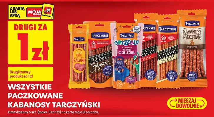 Kabanosy Tarczyński Snack Salami promocja w Biedronka