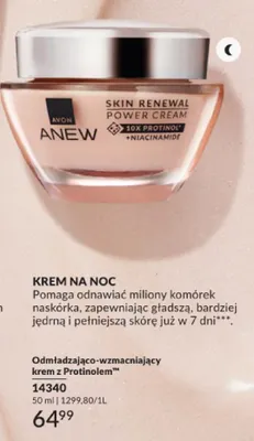 Krem na noc odmładzająco-wzmacniający Avon Anew Skin Renewal promocja w AVON