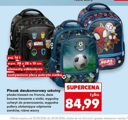 Plecak dwukomorowy szkolny promocja w Kaufland