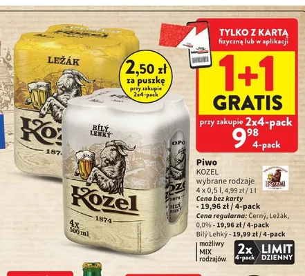 Piwo bezalkoholowe Kozel promocja w Intermarche