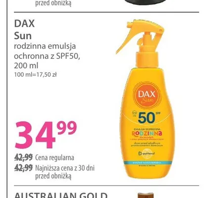 Rodzinna emulsja ochronna SPF50 Dax Sun promocja w Hebe