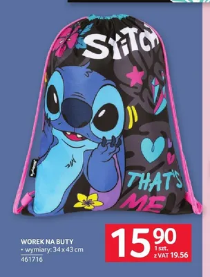 Worek na buty Disney Stitch 34x43 cm promocja w Selgros