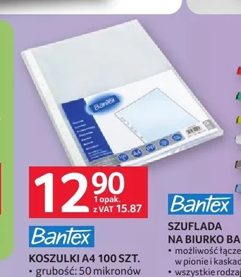 Koszulki A4 BANTEX 100szt. grubość: 50 mikronów promocja w Selgros