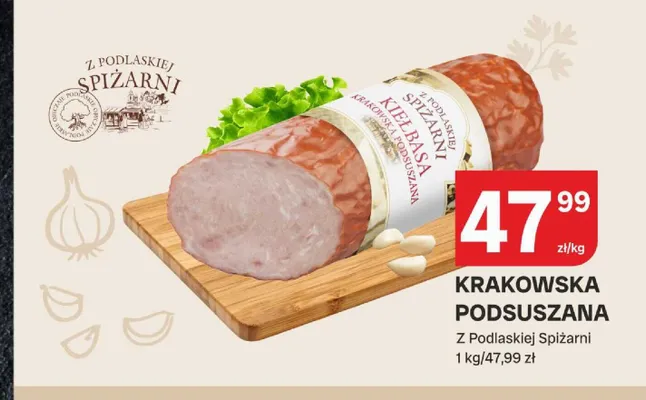 Kiełbasa krakowska podsuszana Z Podlaskiej Spiżarni promocja w Chorten