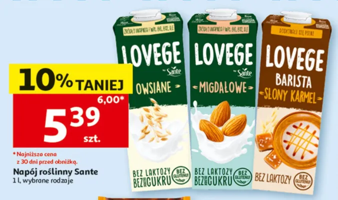 Napój owsiany Sante Lovege Barista Słony Karmel promocja w Auchan