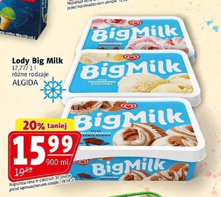 Lody śmietankowo-truskawkowe Big Milk promocja w Prim Market