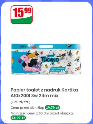 Papier toaletowy z nadrukiem Kartika 10-pak 3-warstwowy 24 m promocja w Dino