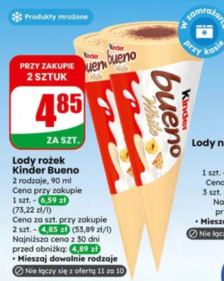 Lody rożek Kinder promocja w Dino