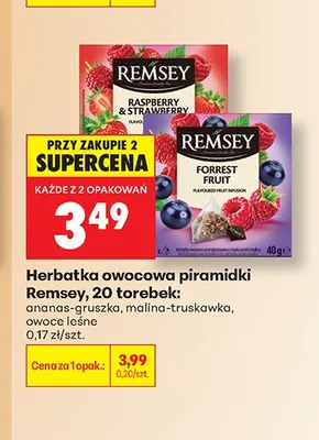 Herbatka owocowa piramidki Remsey malina-truskawka promocja w Biedronka