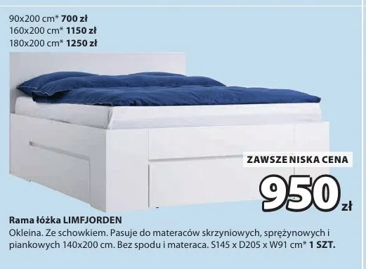 Rama łóżka Limfjorden 90x200 cm promocja w Jysk