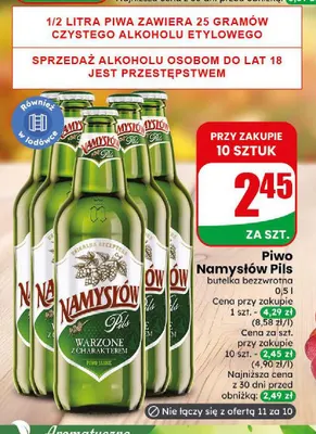 Piwo Namysłów Pils promocja w Dino