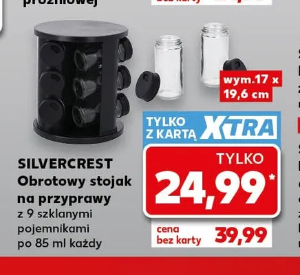 Obrotowy stojak na przyprawy z 9 szklanymi pojemnikami Silvercrest promocja w Kaufland