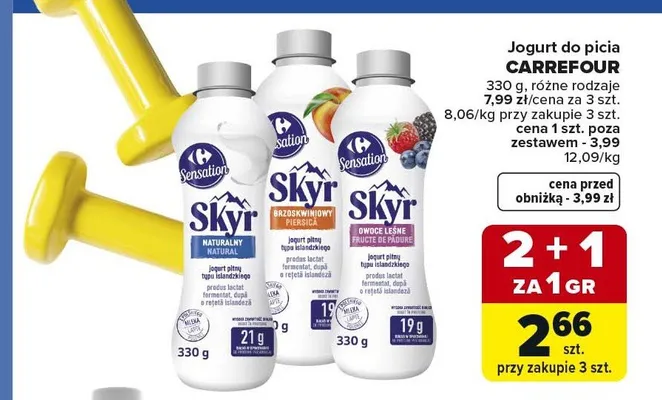 Jogurt do picia Skyr owoce leśne Carrefour promocja w Carrefour Market