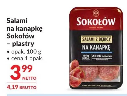 Salami na kanapkę Sokołów – plastry promocja w Makro