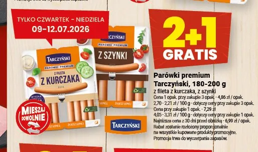 Parówki premium Tarczyński z szynki promocja w Twój Market