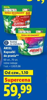 Kapsułki do prania Ariel 60 szt. promocja w Lidl