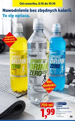 Napój sportowy zero cytrynowy Freeway promocja w Lidl