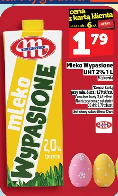 Mleko Wypasione UHT 2% 1l promocja w TOPAZ