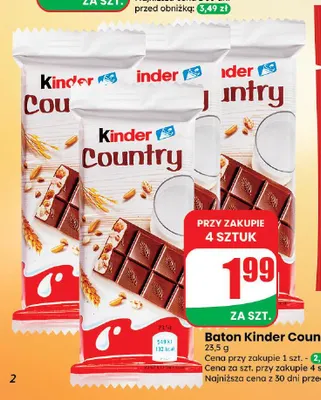 Baton Kinder Country promocja w Dino