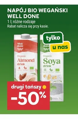 Napój bio wegański sojowy Well Done promocja w Stokrotka