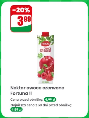 Nektar owoce czerwone Fortuna promocja w Dino