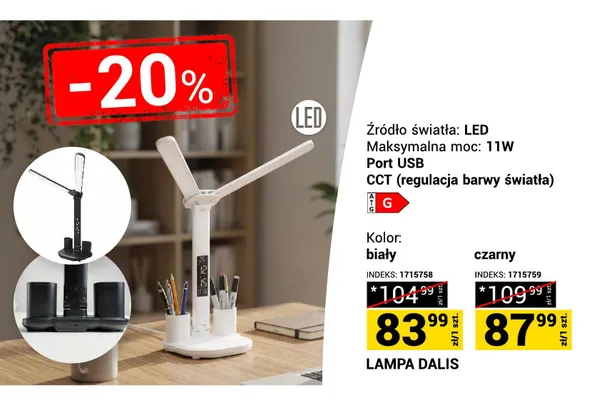 Lampa biurkowa LED Dalis biała 11W promocja w Merkury Market