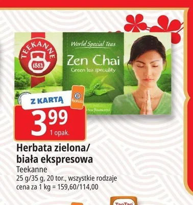 Herbata zielona ekspresowa Teekanne promocja w Leclerc