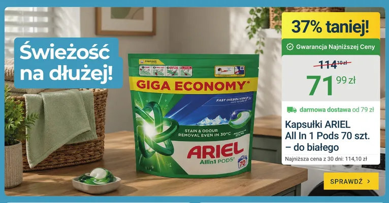 Kapsułki do prania Ariel All In 1 Pods do białego promocja w ERLI