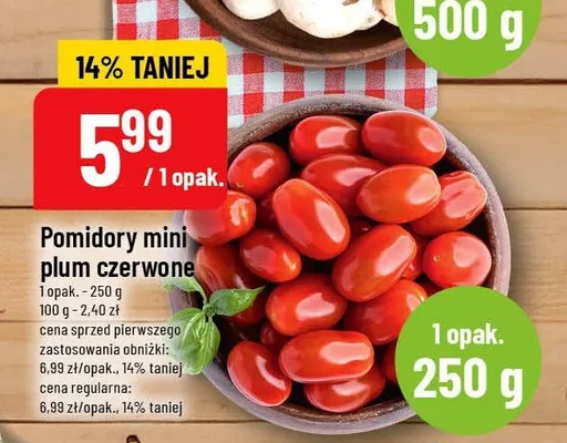 Pomidory mini plum czerwone promocja w POLOmarket