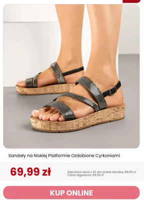 Sandały na niskiej platformie ozdobione cyrkoniami Renee promocja w Renee