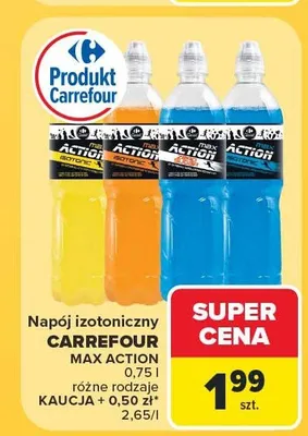 Napój izotoniczny Carrefour Max Action pomarańczowy promocja w Carrefour
