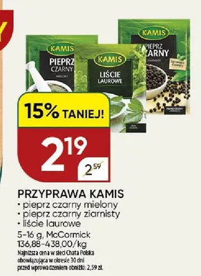 Pieprz czarny mielony Kamis promocja w Chata Polska