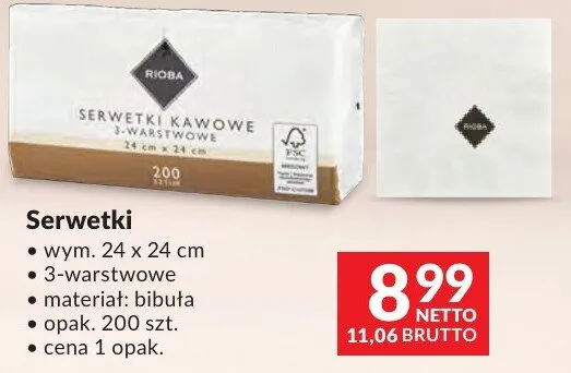 Serwetki kawowe 3-warstwowe 24x24cm bibuła promocja w Makro