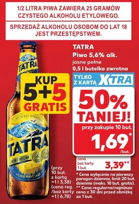 Piwo Tatra jasne pełne 5,6% alk. promocja w Kaufland