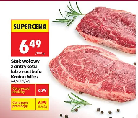 Stek wołowy z antrykotu lub z rostbefu promocja w Biedronka
