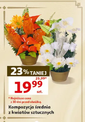 Kompozycja średnia z kwiatów sztucznych promocja w Auchan