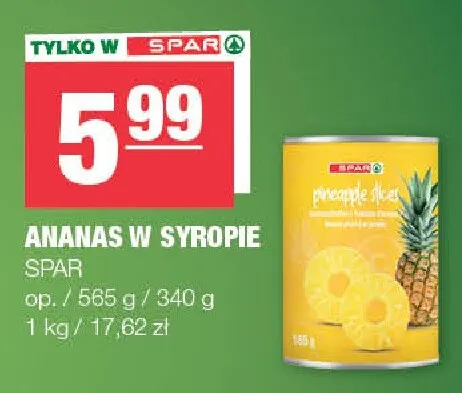 Ananas w puszce w syropie SPAR promocja w SPAR