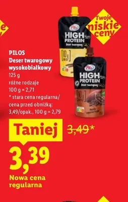 Deser twarogowy wysokobiałkowy Pilos promocja w Lidl