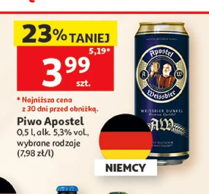 Piwo Apostel Weissbier Dunkel promocja w Auchan