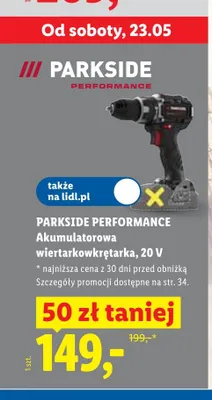 Akumulatorowa wiertarkowkrętarka 20V PARKSIDE PERFORMANCE promocja w Lidl