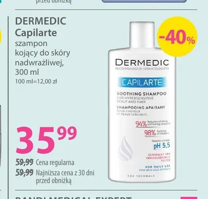 Capilarte szampon kojący do skóry nadwrażliwej Dermedic promocja w Hebe