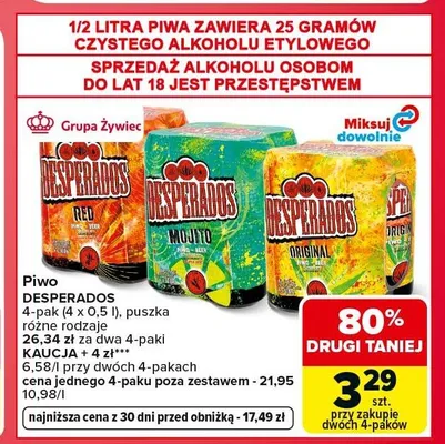Piwo Desperados Mojito 4-pak promocja w Carrefour