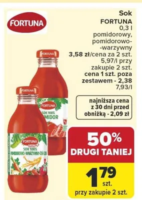 Sok pomidorowy Fortuna promocja w Carrefour Market
