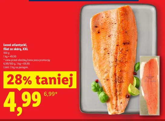 Łosoś atlantycki filet ze skórą XXL promocja w Lidl
