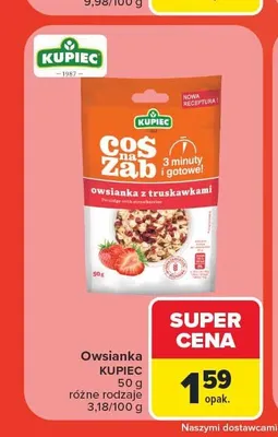 Owsianka Kupiec Coś na Ząb z truskawkami promocja w Carrefour